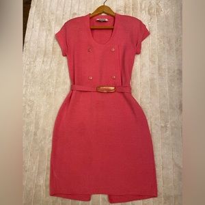 Adorable Vintage St. John Bright Pink Knit Dress